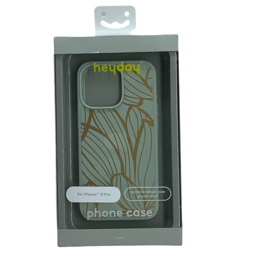 HeyDay Abstract Botanical iPhone‎ 13 Pro Phone Case Floral Teal Gold NWT NEW - Picture 2 of 6